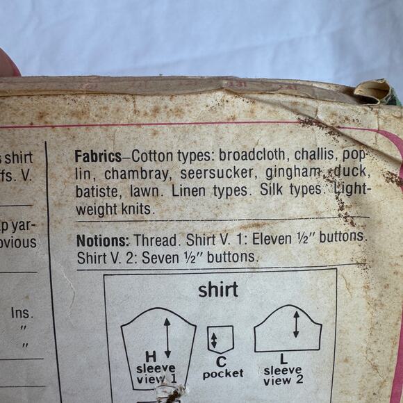 Simplicity 7942 Sewing Pattern Mens Dress Shirt Size 44,46,48,50 c.1977 - Picture 5 of 6